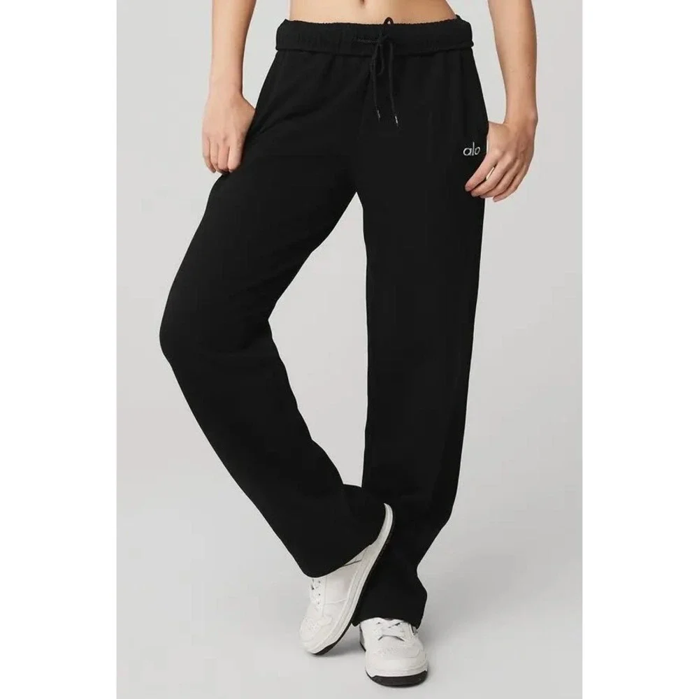 Alo Yoga Accolade Straight Leg Sweatpants Black W51078R Size Small